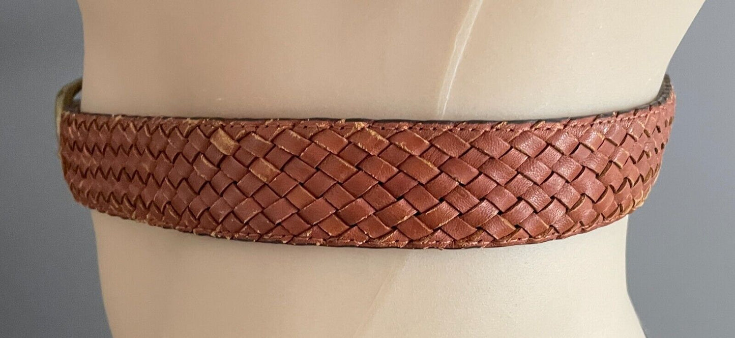 Mens LEATHER Belt KANGAROO BELT COMPANY Tan Plaited Belt Size 42 102 - 107cm