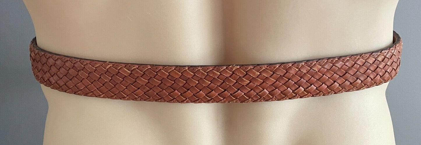 Mens LEATHER Belt KANGAROO BELT COMPANY Tan Plaited Belt Size 42 102 - 107cm