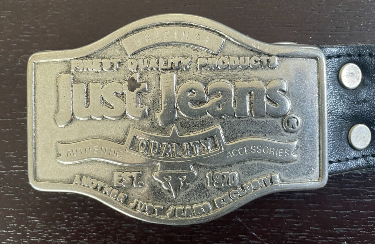 JUST JEANS Mens LEATHER Belt Black Western Cowboy Style Waist 57 - 72cm 4cm Wide