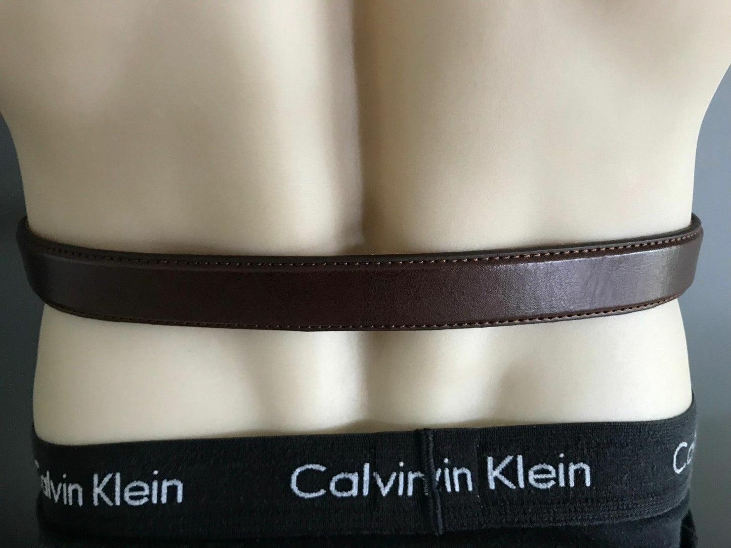 Mens LEATHER Belt Brown Dress Belt Pewter Pin Buckle Trim Sz 44 46 in Waist NEW