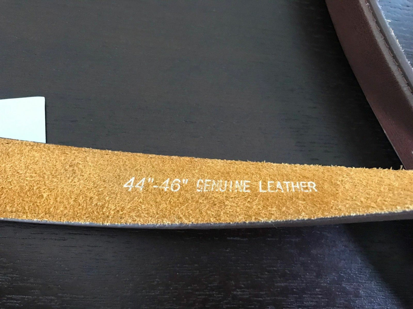 Mens LEATHER Belt Brown Dress Belt Pewter Pin Buckle Trim Sz 44 46 in Waist NEW
