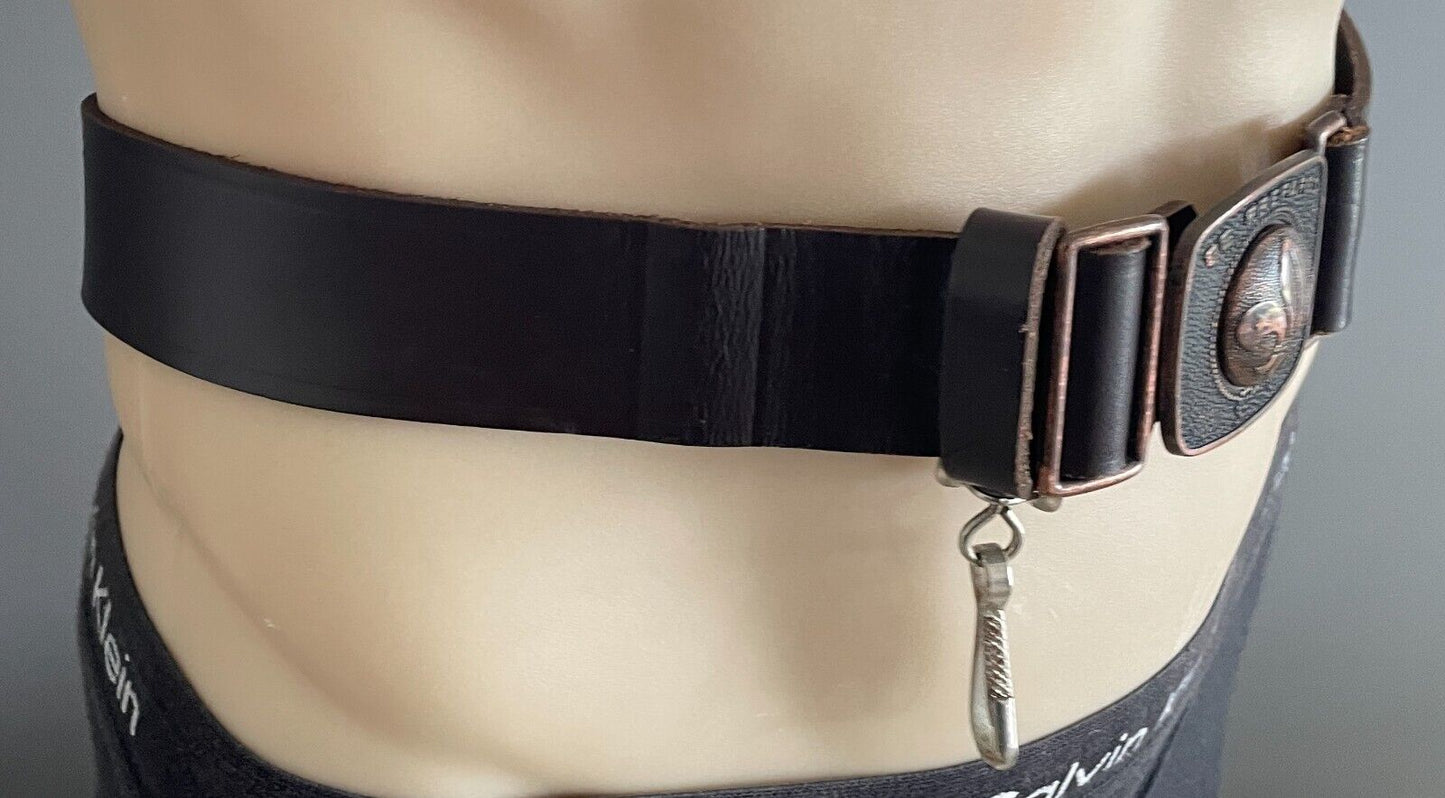 Mens Belt MACKENZIE Brown Boy Scouts "Be Prepared" Size 36 90cm Waist Vintage