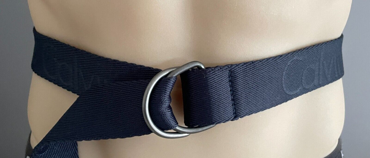 CALVIN KLEIN JEANS Mens Belt Embossed Navy Utility Sz 34 Waist 115cm 4cm Wide