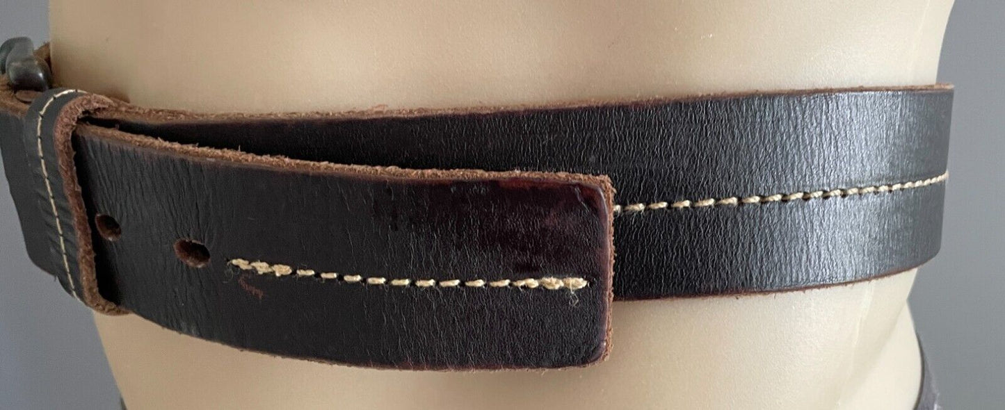COLORADO LEATHER Belt Brown Contrast Stitch Trim Mens Sz M Waist 90 100 4cm Wide