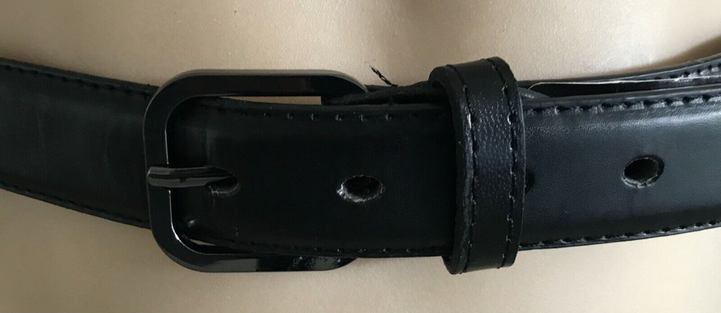 Mens LEATHER Belt DLC Mens 3.5cm Black Pewter Buckle To Fit Waist 38 110cm NEW