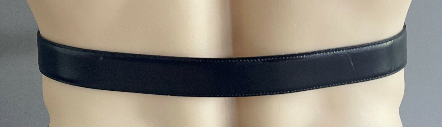 GOLDLION Leather Belt Black Dress Gold Silver Buckle Mens Waist 95 - 105cm