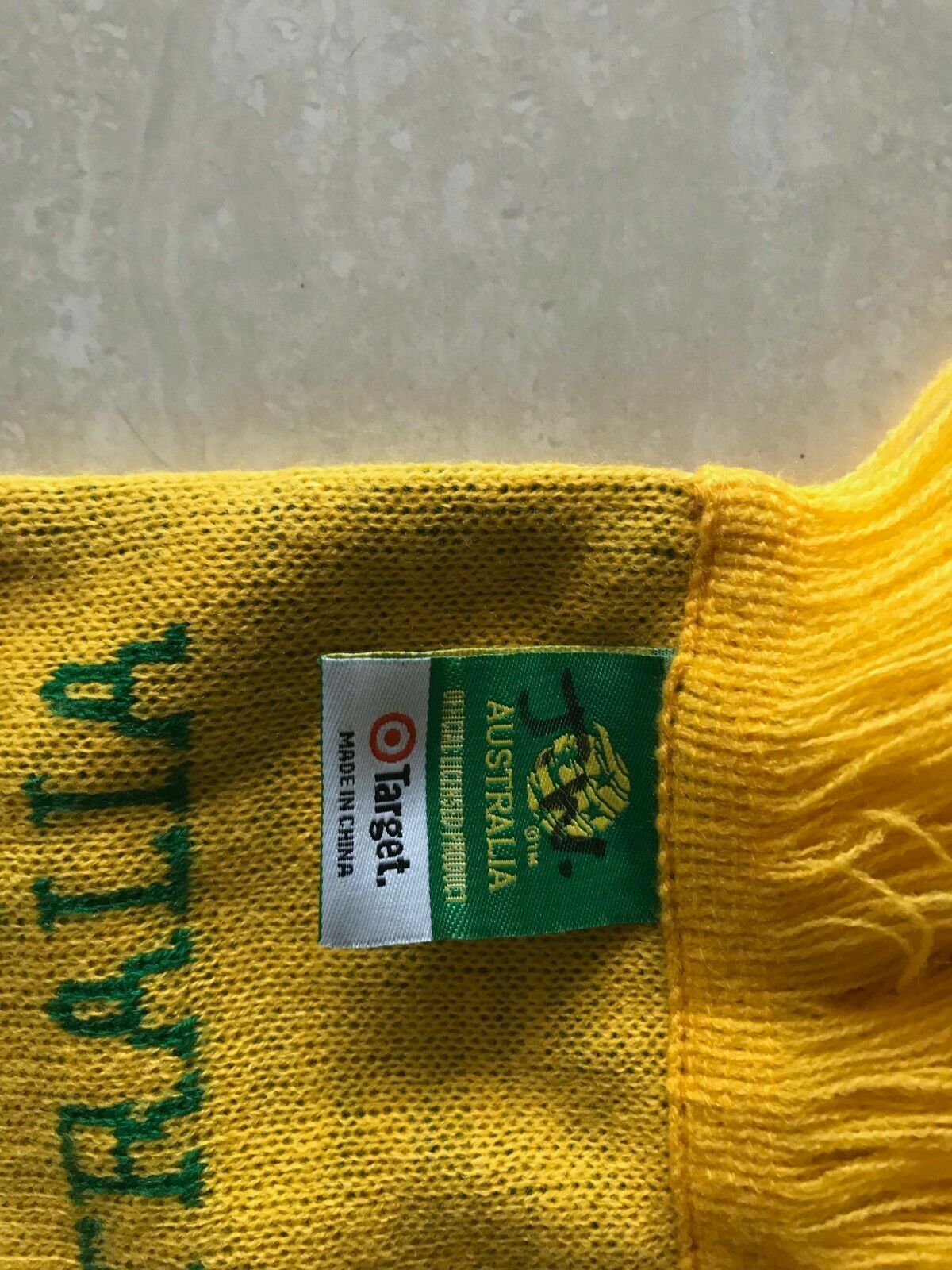 Fan Scarf SOCCEROOS Official Green & Gold Fringed Soccer Football Unisex