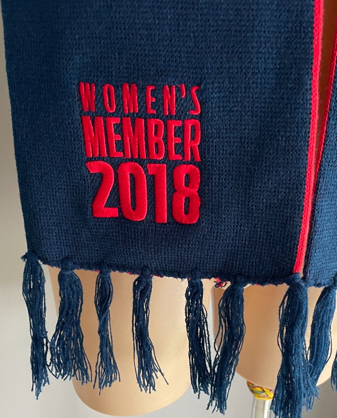 Fan Scarf MELBOURNE DEMONS AFL Knit Fringed Neck Red & Blue Womens Member 2018