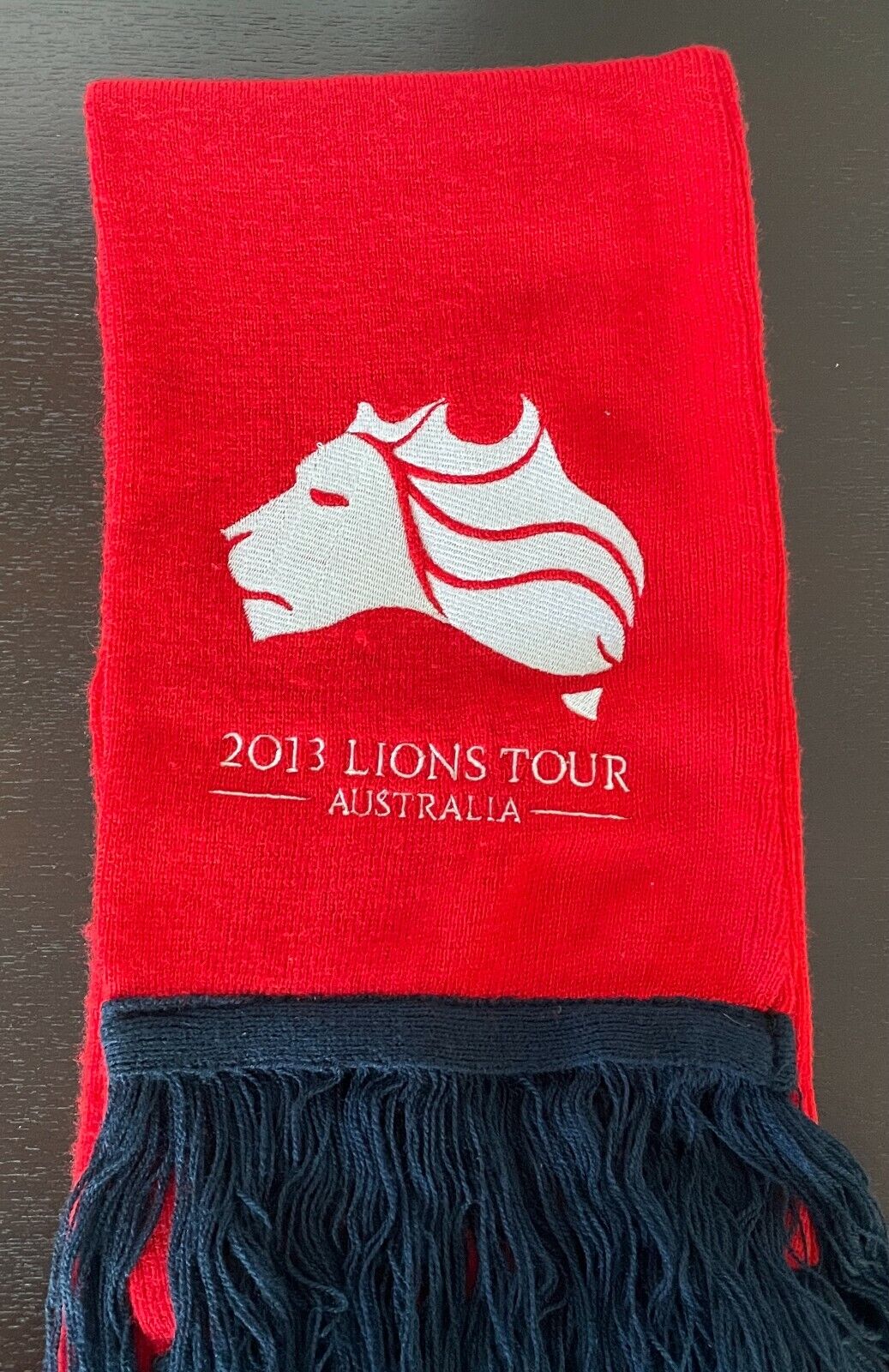 Fan Scarf LIONS TOUR AUSTRALIA 2013 Red & Navy Fringe Embroidered Wallabies