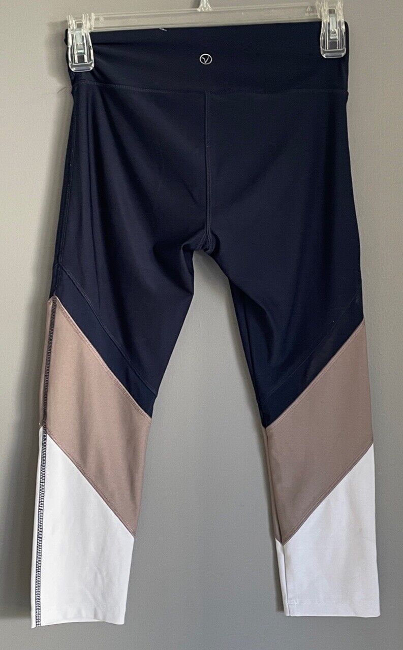 VOGO Athletica Leggings Capri Navy Taupe & White Sz S Activewear Yoga Gym Sports