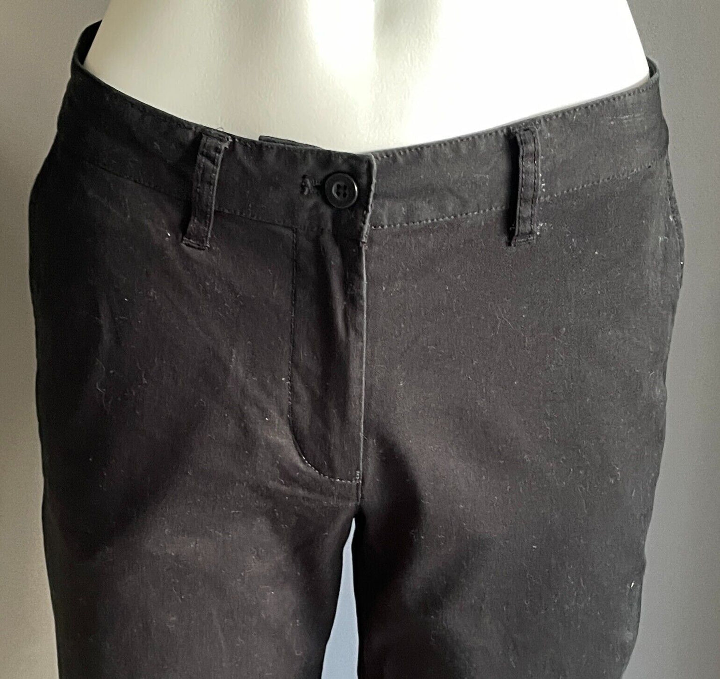 Ladies Size S 8 Pants CARGO CREW Black Skinny Leg Long "Hoyts" Logo At Back
