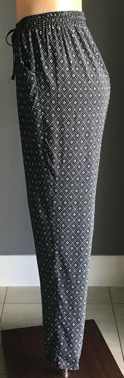 ED.IT.ED Blue Black White Geo Elastic Waist Tapered Harem Ladies Size 10 Pants