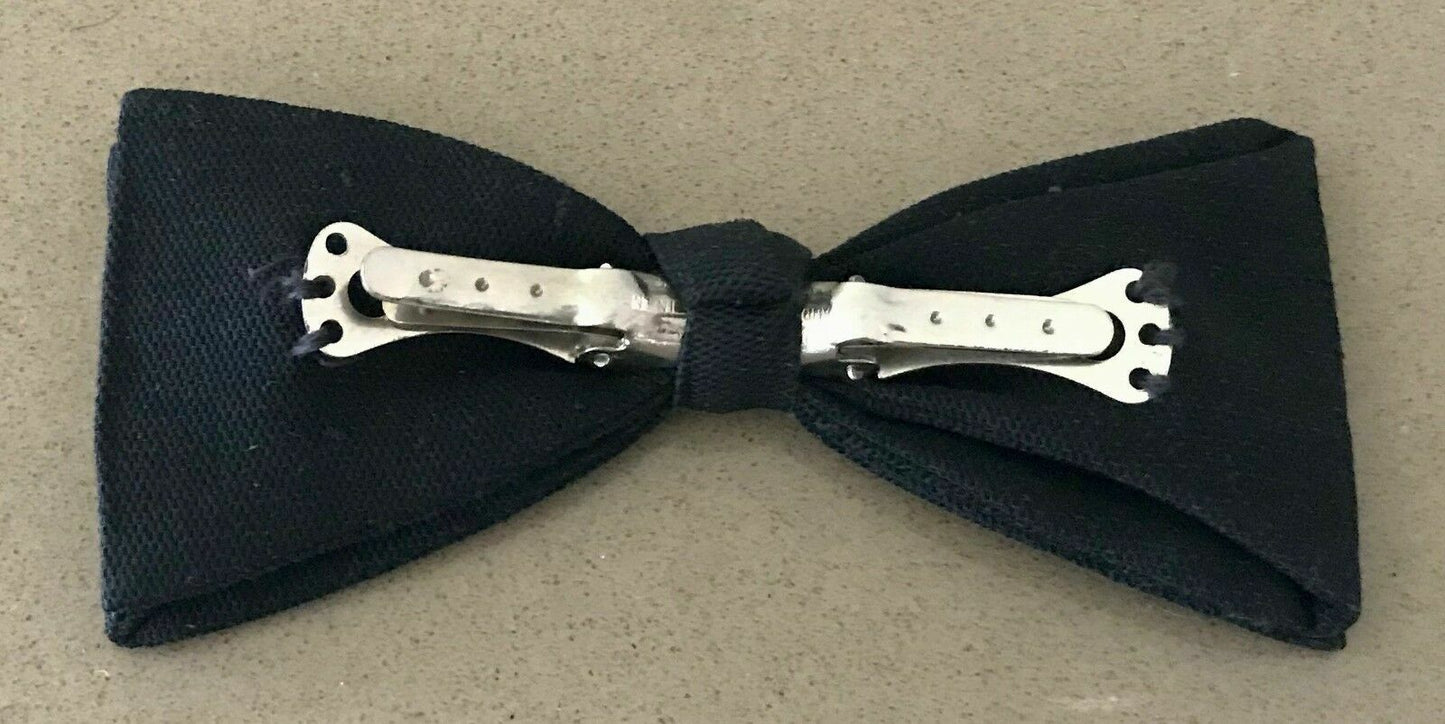 Vintage Mens CLIP ON BOW TIE Classic Black Pre-tied (2) Formal Dressy Wedding