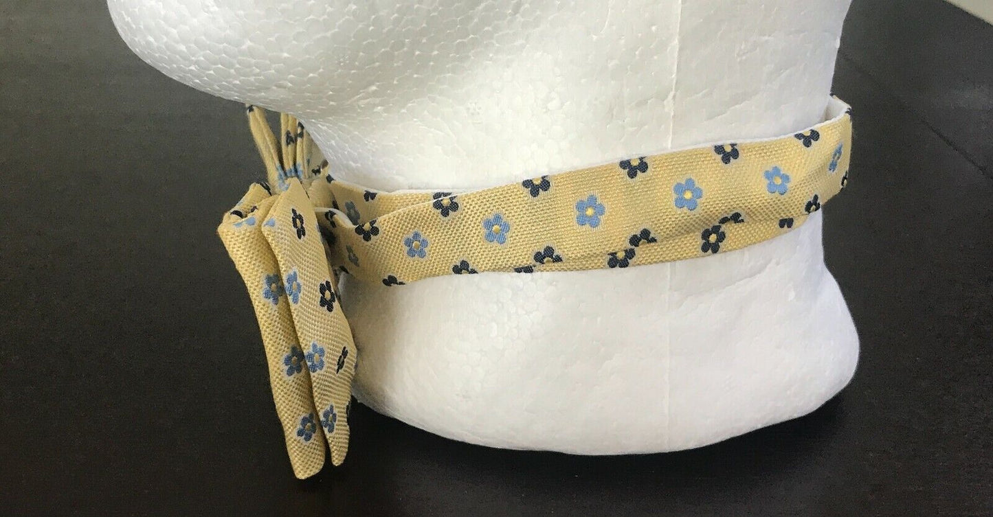 Mens TIE RACK Bow Tie Gift Box Yellow Blue Daisy Silk PreTied Adjust at Neck NEW