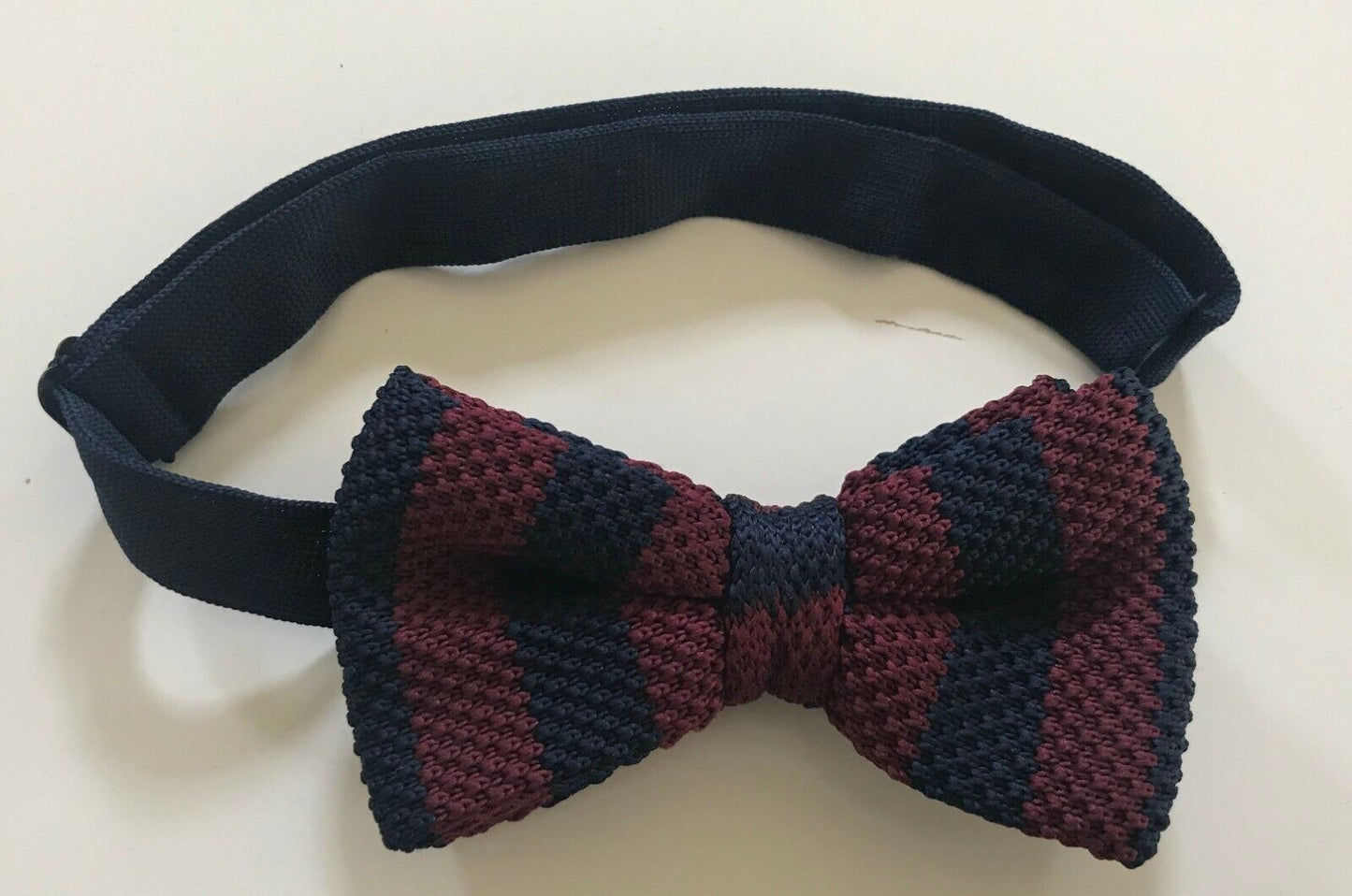 New Classic Mens BOW TIE Burgundy & Navy Blue Textured Fabric Pre-Tied Adjustabl