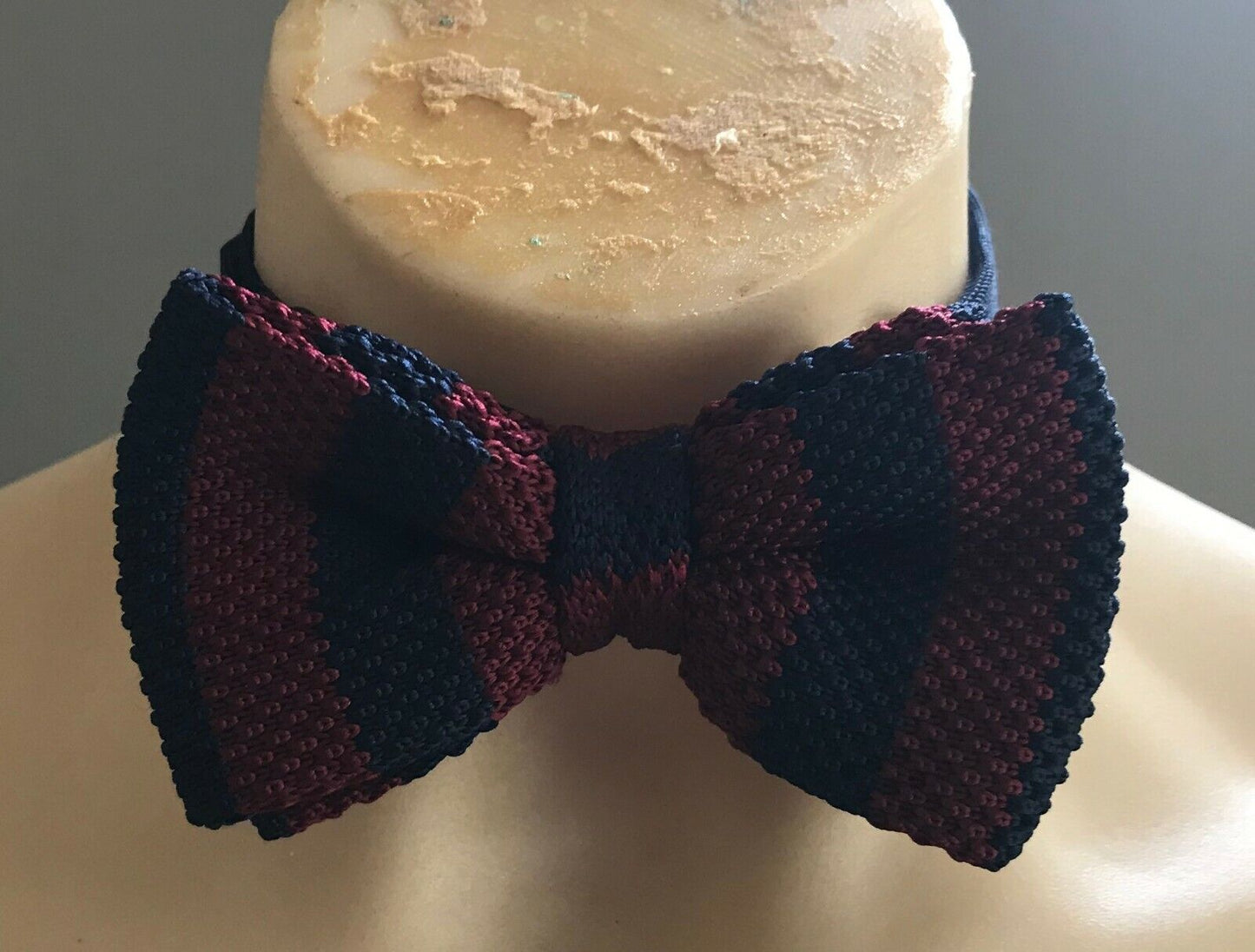 New Classic Mens BOW TIE Burgundy & Navy Blue Textured Fabric Pre-Tied Adjustabl
