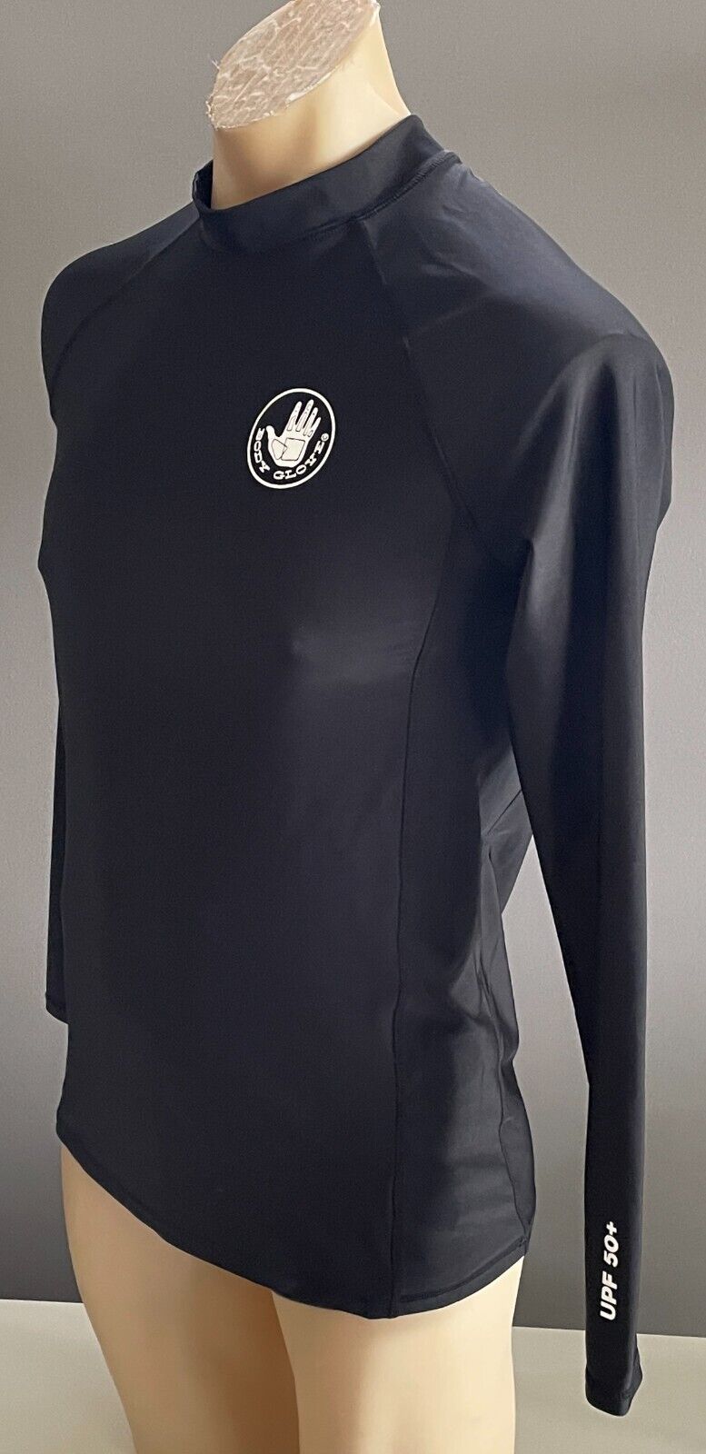 Mens Rashie Top BODY GLOVE Black Core II Long Sleeve Rash Vest UPF 50+ Size S