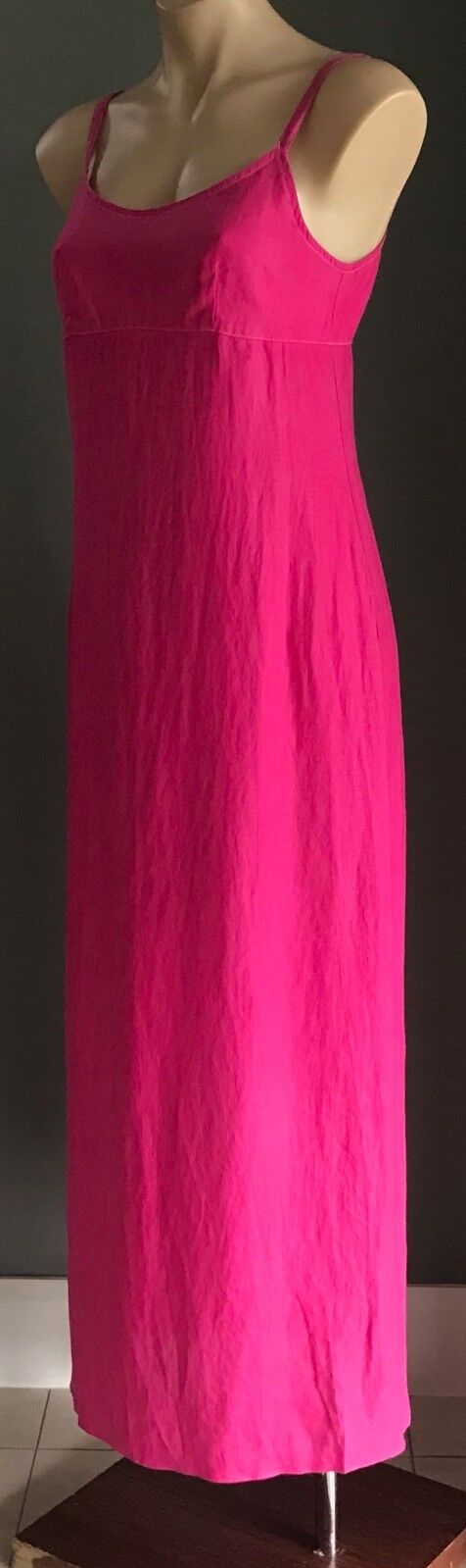 WITCHERY Maxi Dress Linen A-Line Hot Pink Resort Wear Made In Australia S 8 10
