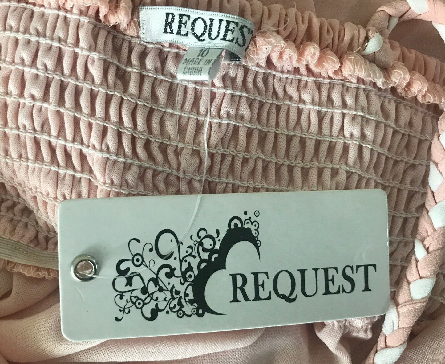 Maxi Dress REQUEST Blush Pink w White Trim Sleeveless Halter Neck Size 10 NEW