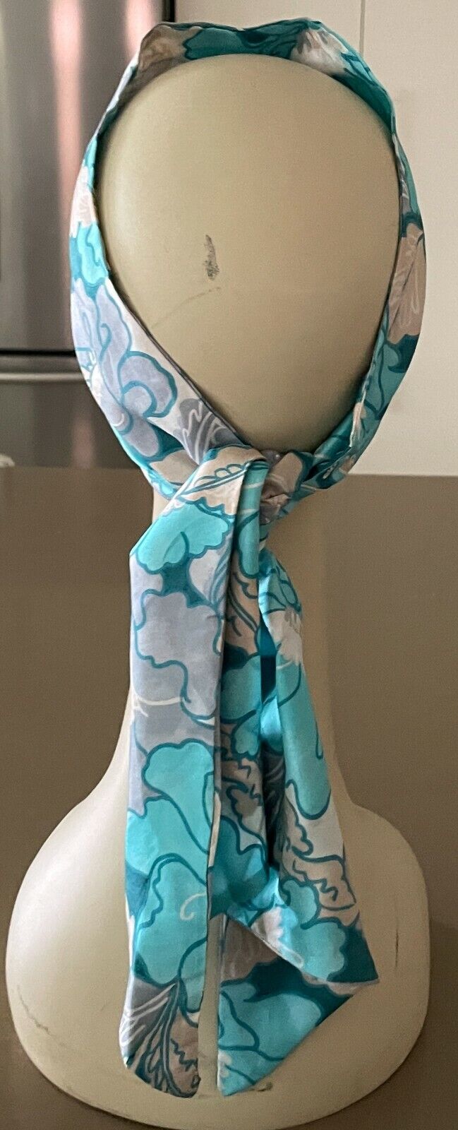 MAXI DRESS Vintage Floral A-Line Blue Grey Beige Off White Halter Neck Sz 10