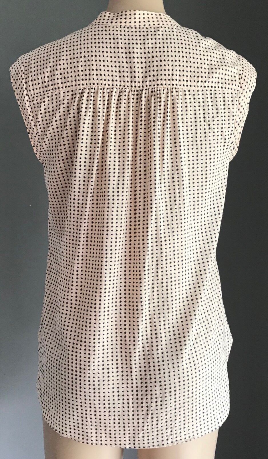 JAG Top Blush Pink & Navy Blue Star Print Sleeveless Blouse Shirt Ladies Size 10