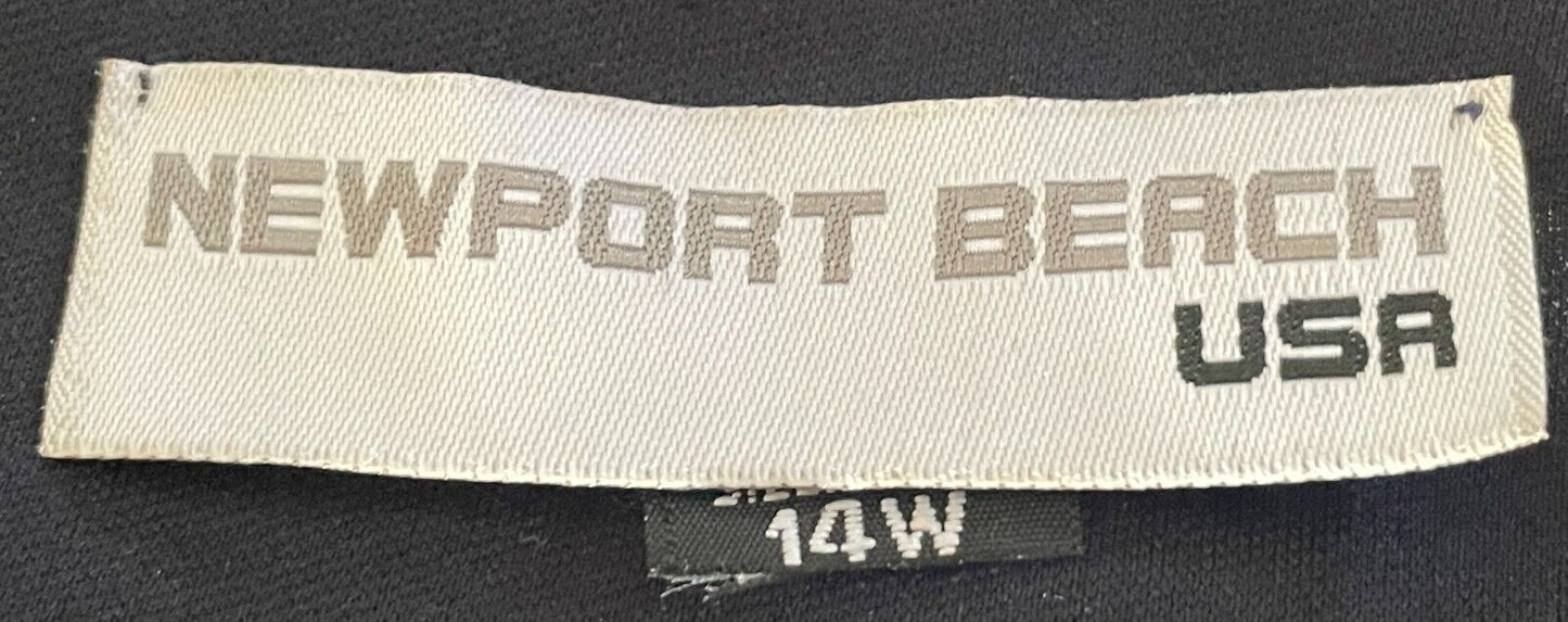 NEWPORT BEACH USA Navy Shift Dress Sheer Organza Sequin Trim Overlay Sz 14 AU 18