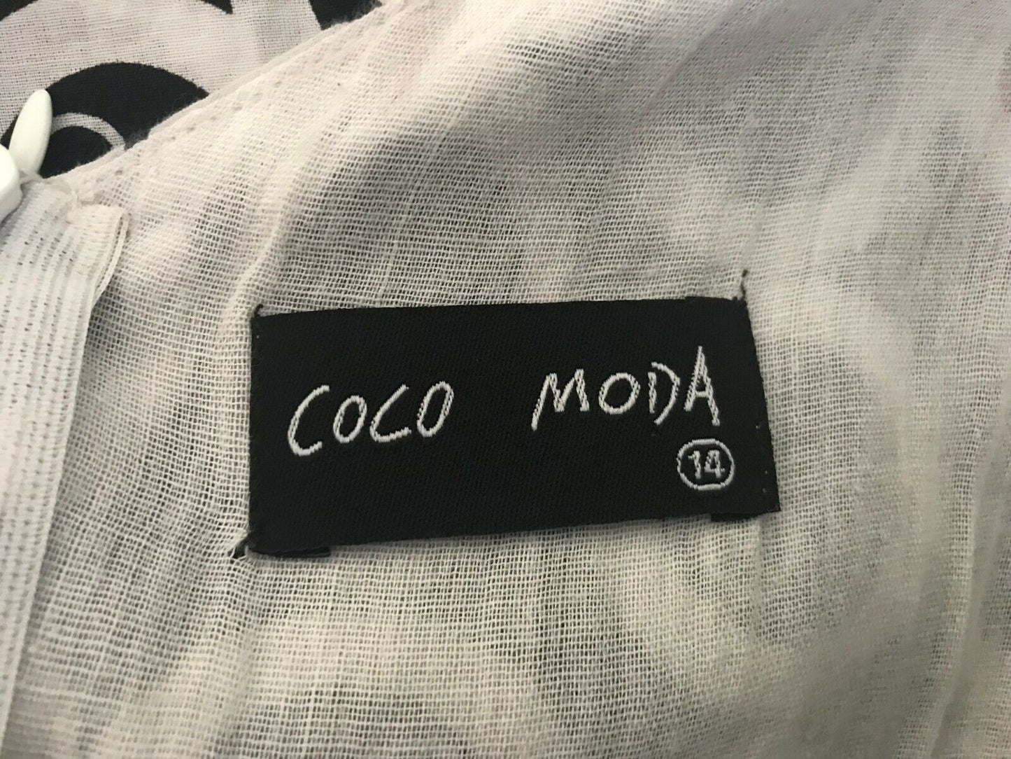 COCO MODA DRESS High Waist Black & White Circle Sleeveless Ladies Size 14