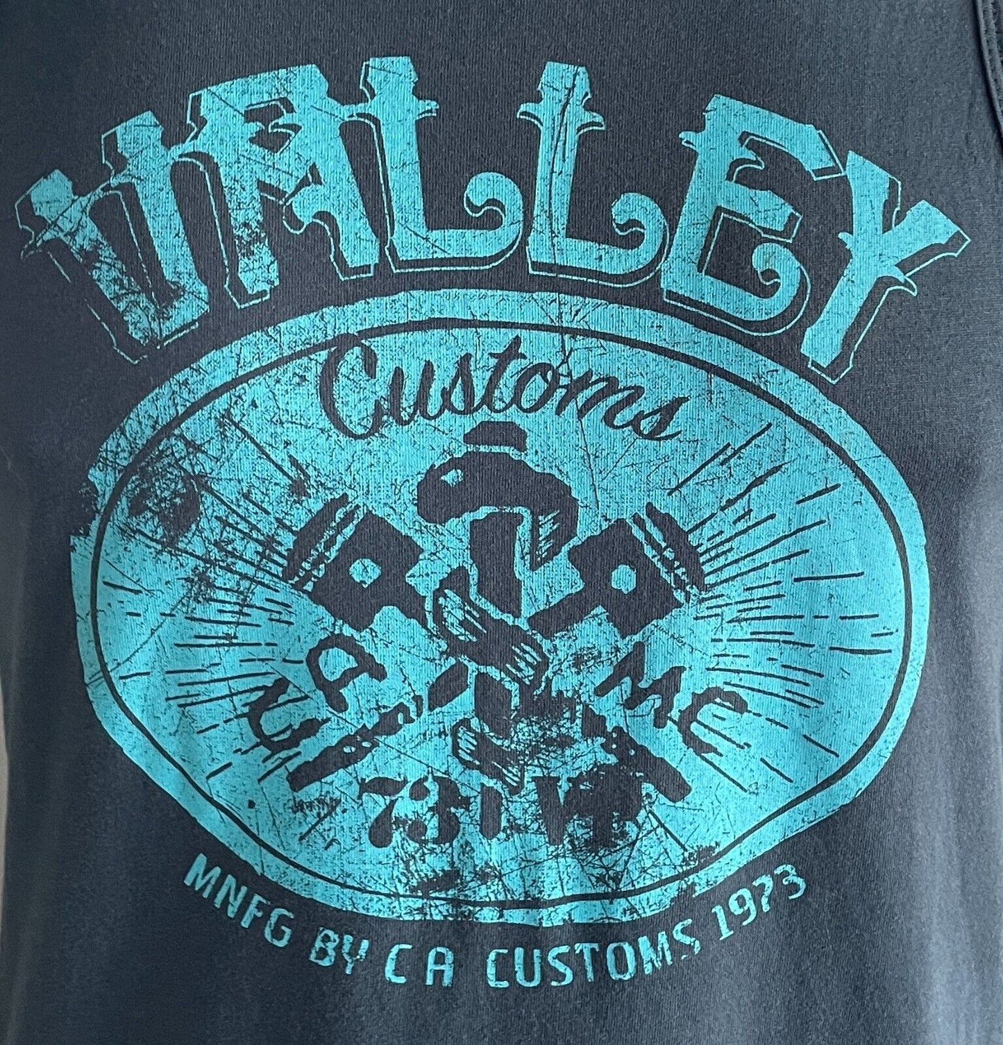 Mens VALLEY CUSTOMS Print Tank Top Navy Light Blue Sleeveless Size S Cotton NEW