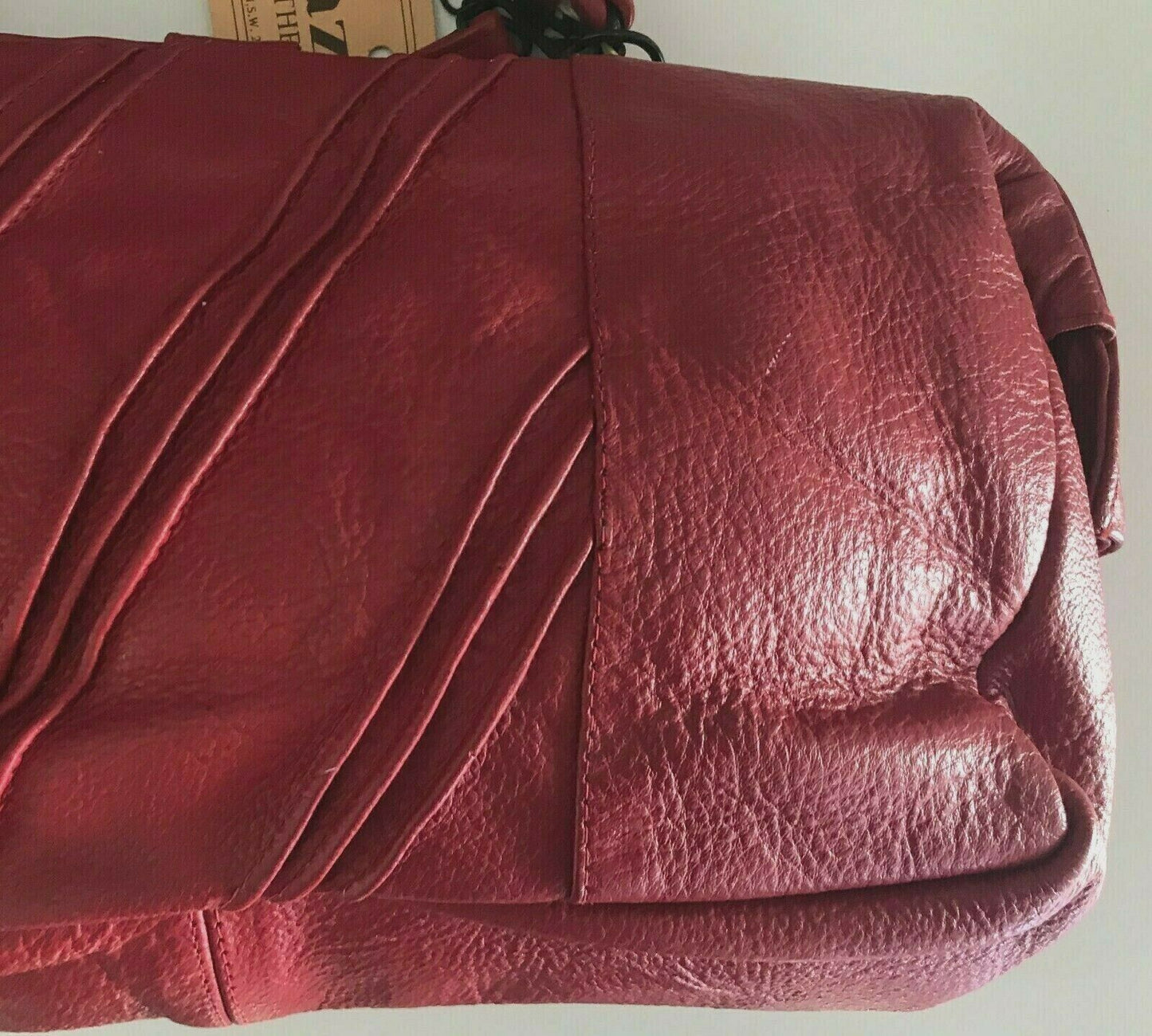 Vintage 1980's LA PAZ Doctor Bag Red Butter Soft Leather Style Frame Bag w Strap