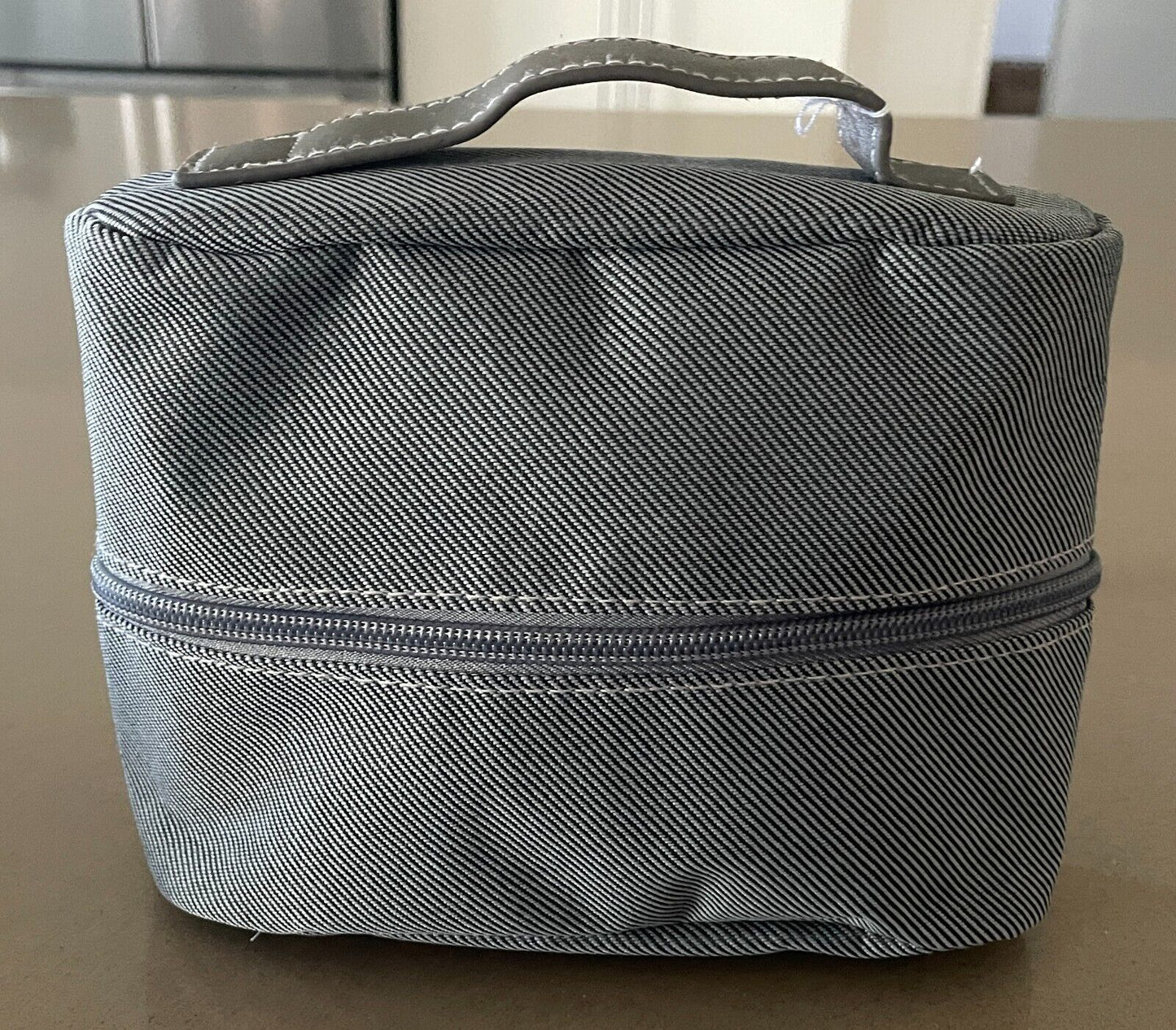 BVLGARI Wet Pack Bag Grey Zip Top with Handle Unisex Mens Bulgari