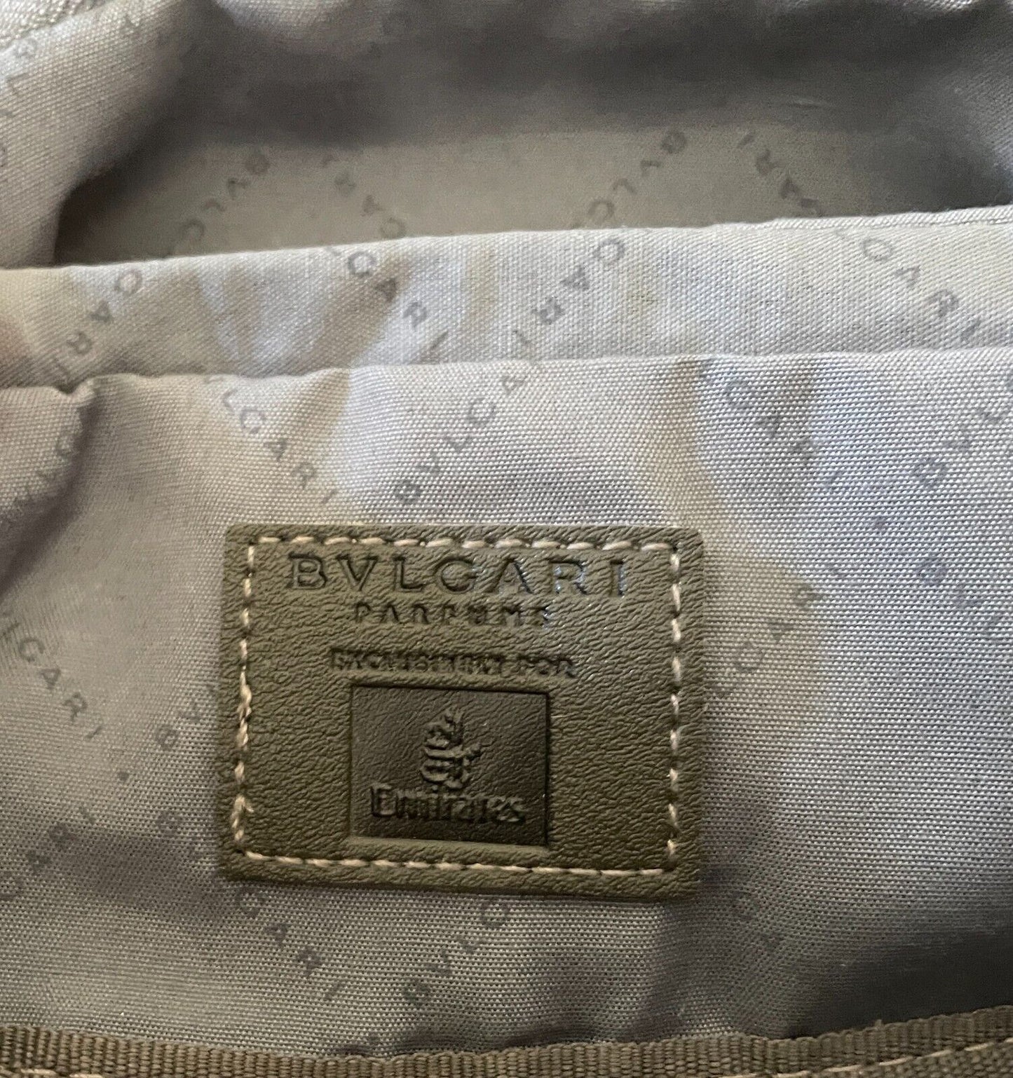 BVLGARI Wet Pack Bag Grey Zip Top with Handle Unisex Mens Bulgari