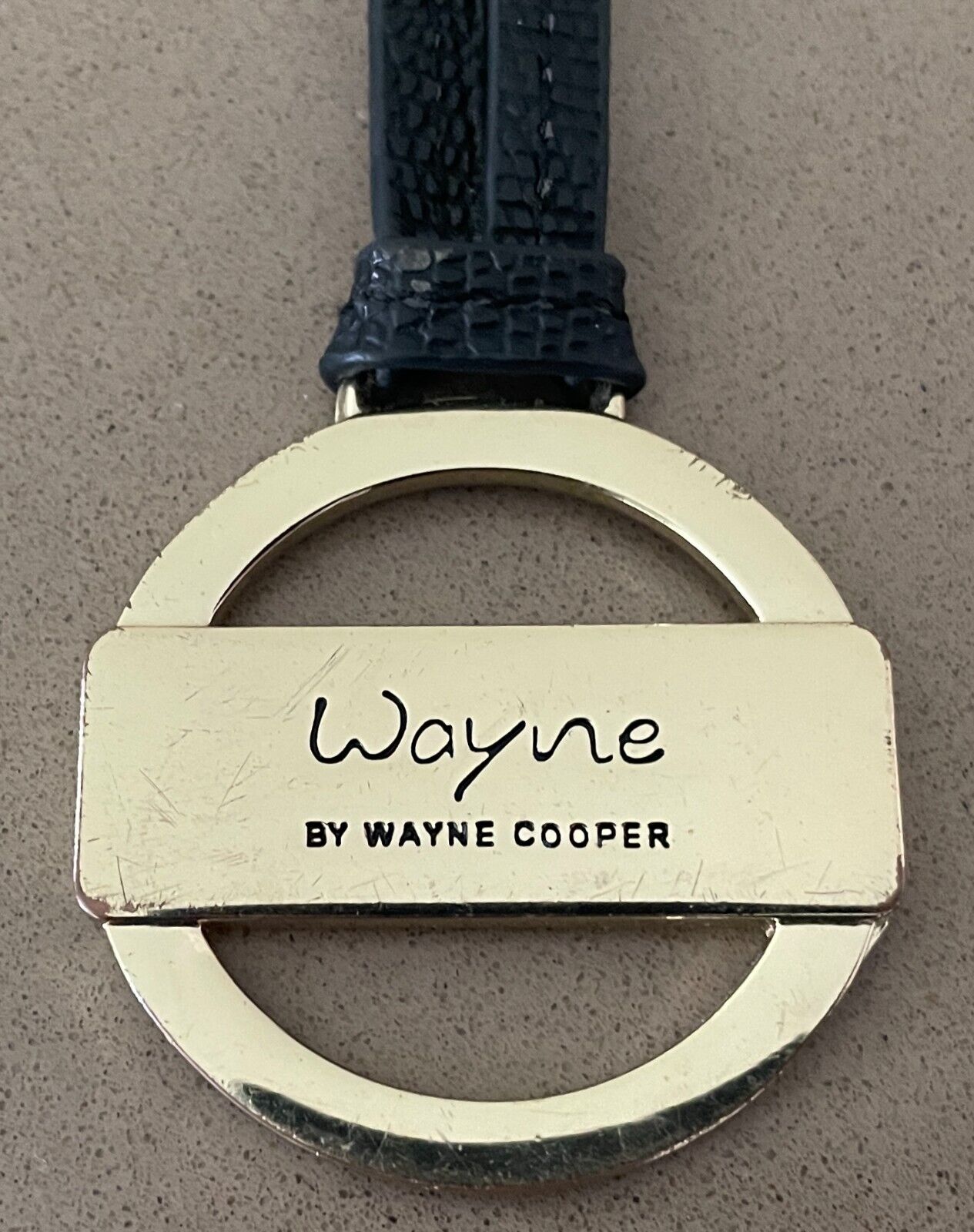 WAYNE COOPER Bag Charm Black PU Gold Tone Charm ONLY NO BAG