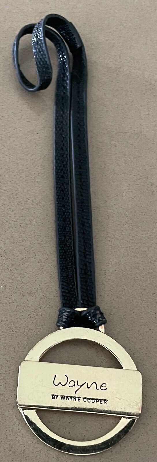 WAYNE COOPER Bag Charm Black PU Gold Tone Charm ONLY NO BAG