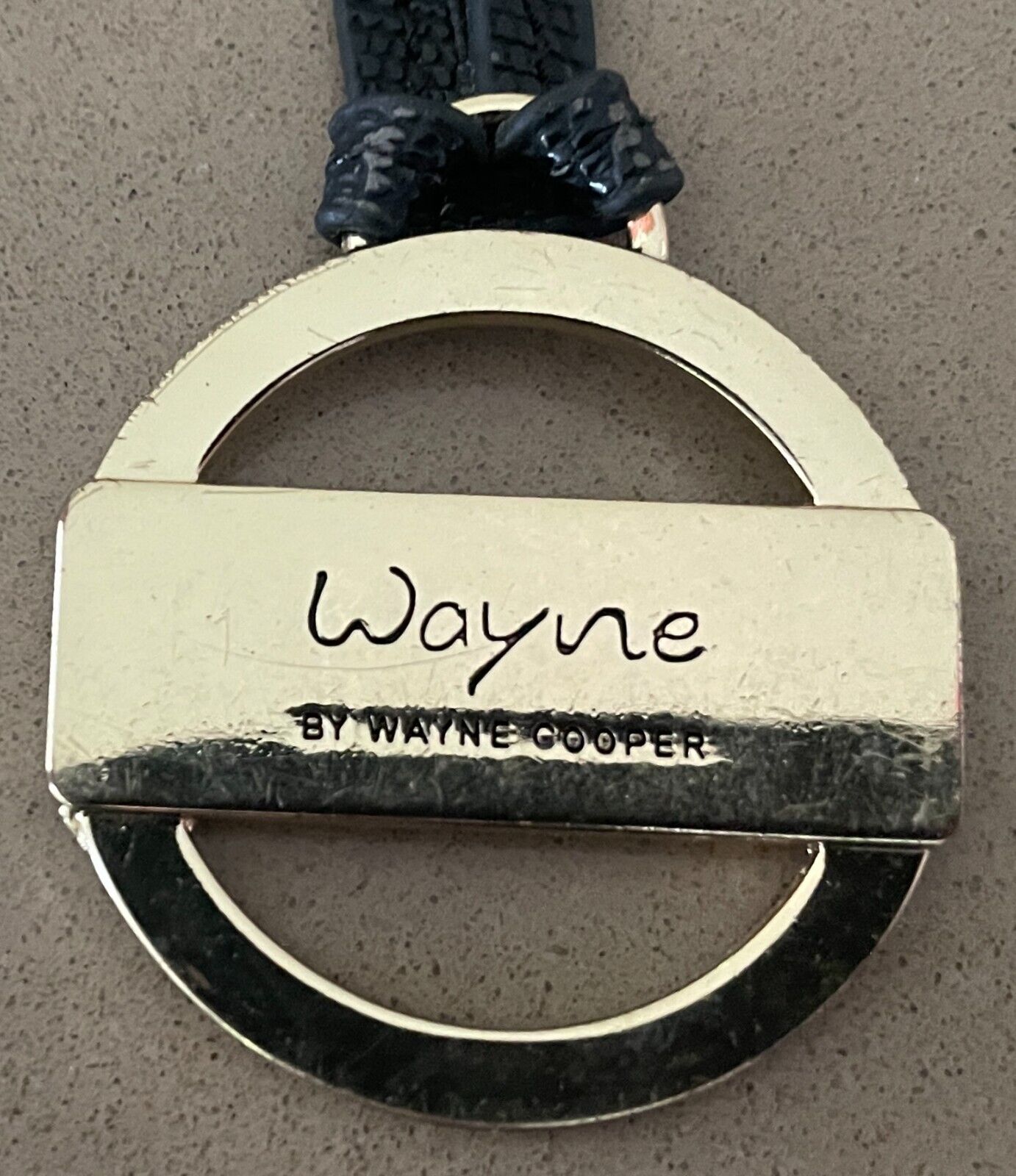 WAYNE COOPER Bag Charm Black PU Gold Tone Charm ONLY NO BAG