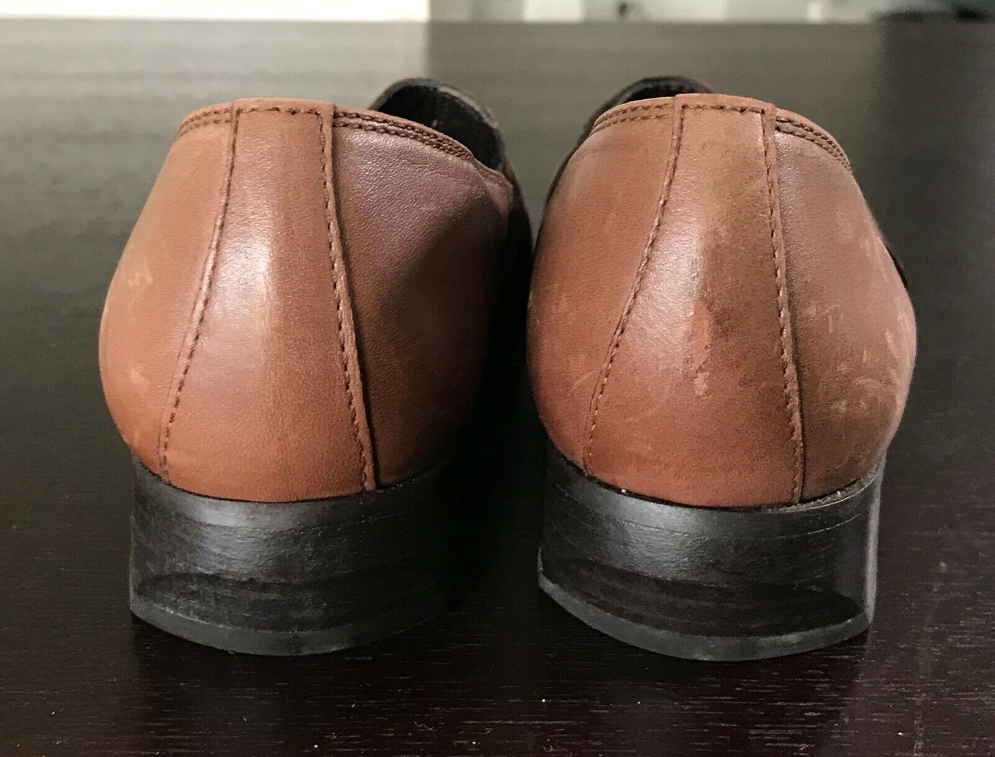 IRONY Brown Leather Pointy Toe Shoes w Strap & Buckle Detailing Ladies Size 36