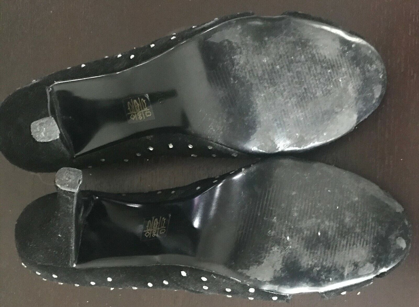 FRIIS & COMPANY High Heel Pumps Black Suede Crystal Embellished Shoes Size 40