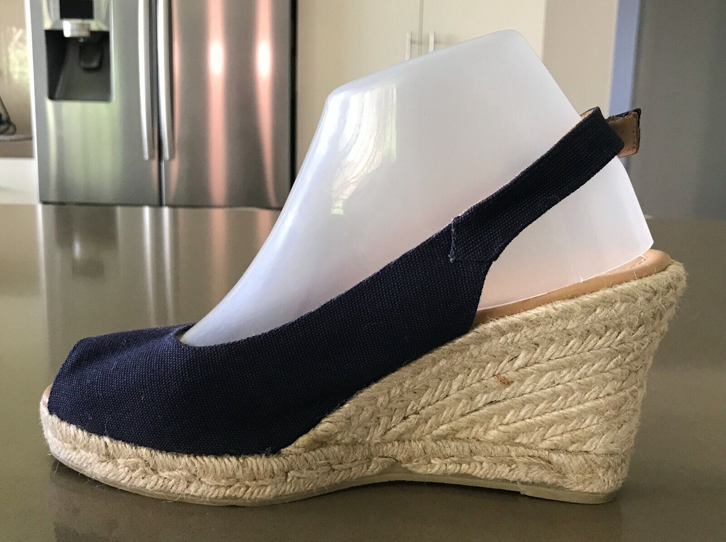 HEIDI KLEIN Wedges Navy Open Toe Espadrille Shoes Slingback Ladies Size 37 & 38