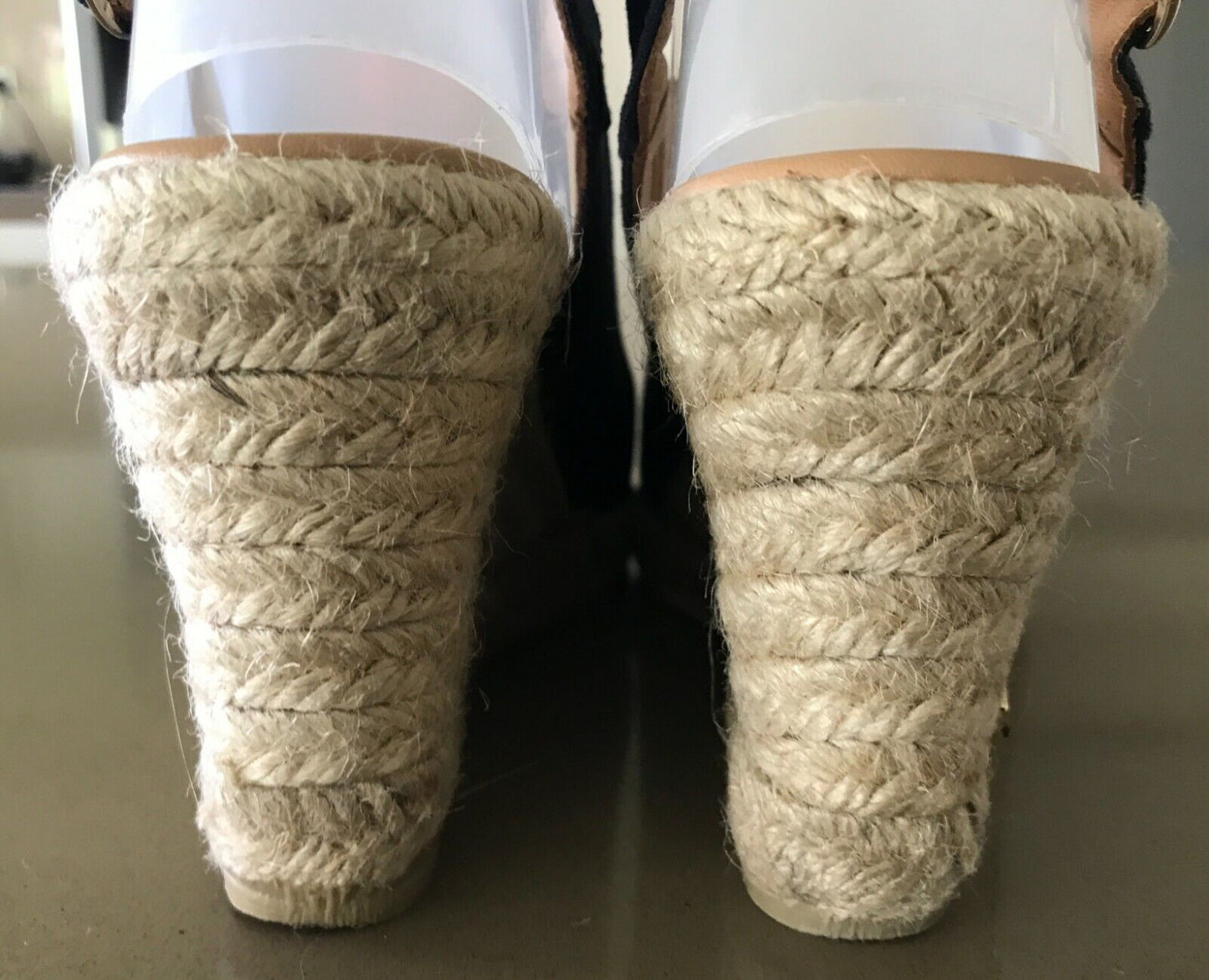 HEIDI KLEIN Wedges Navy Open Toe Espadrille Shoes Slingback Ladies Size 37 & 38