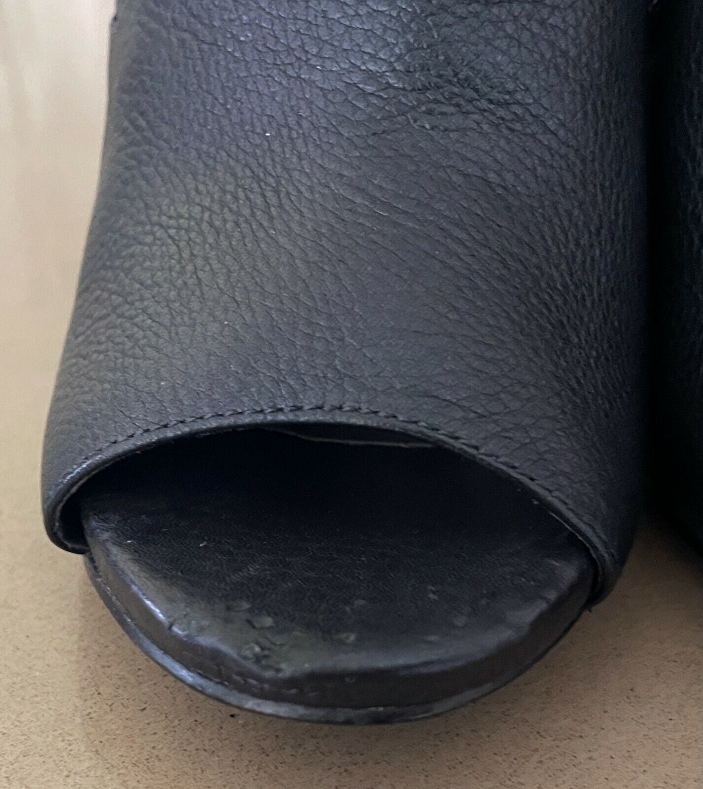 NINE WEST "Hoppy" Block Heel Booties Black Leather Open Toes Shoes Ladies Size 8