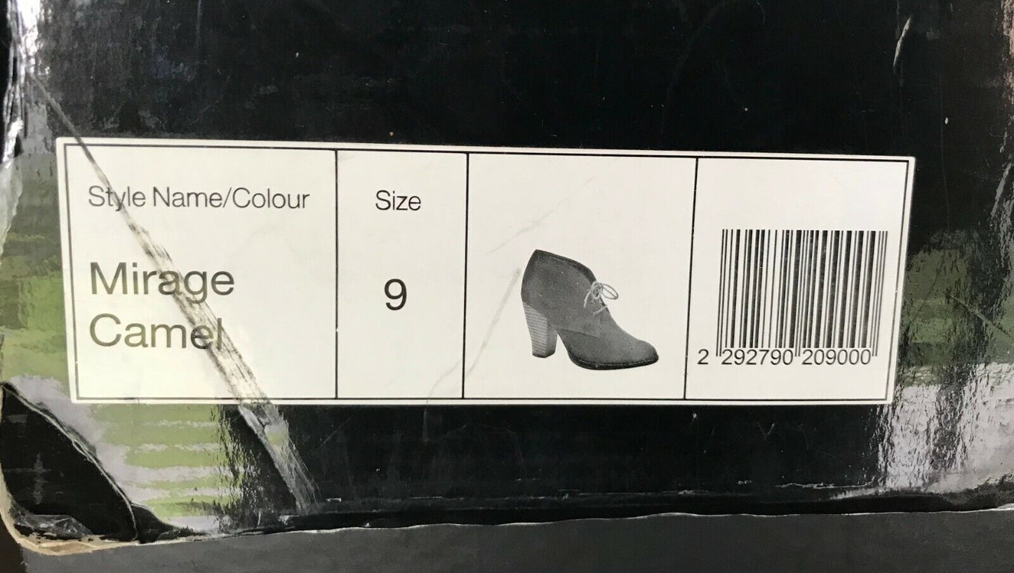 ZU "Mirage" Shoes Camel Suede Leather Lace Up Block Heel Booties Ladies Size 9