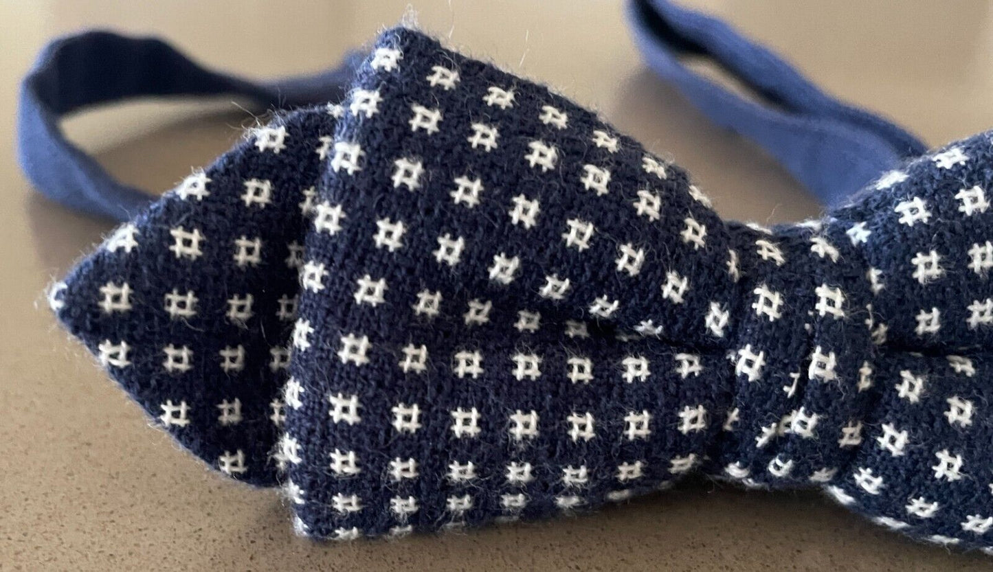 Bow Tie Navy Blue & White Print Pre-tied Adjustable Bowtie