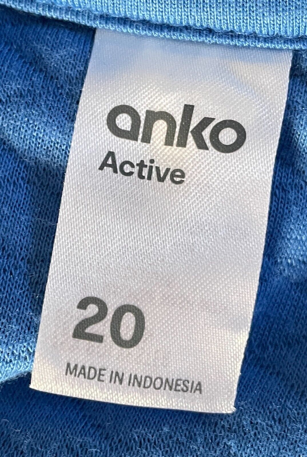 ANKO TOP Active Blue Diamond Print Elastic Hem Size 20 Long Sleeve Sports Gym