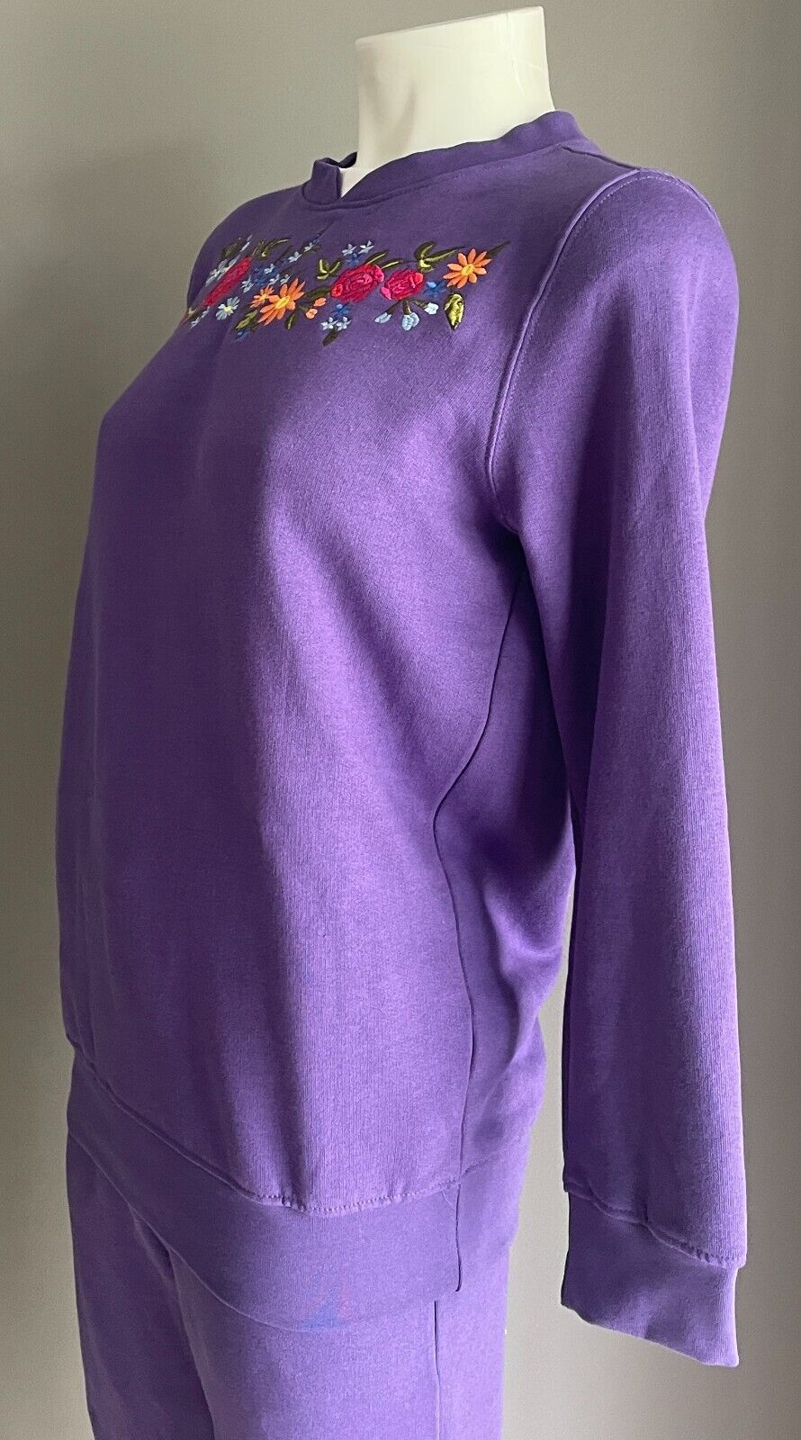 DAMART Purple Tracksuit Embroidered Long Sleeve Top & Pants Ladies Sz 8 Comfort