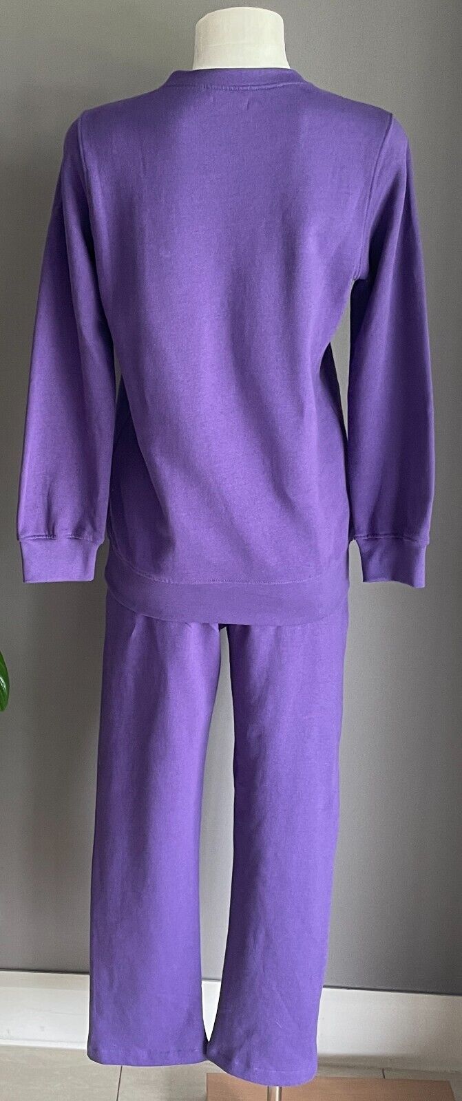 DAMART Purple Tracksuit Embroidered Long Sleeve Top & Pants Ladies Sz 8 Comfort