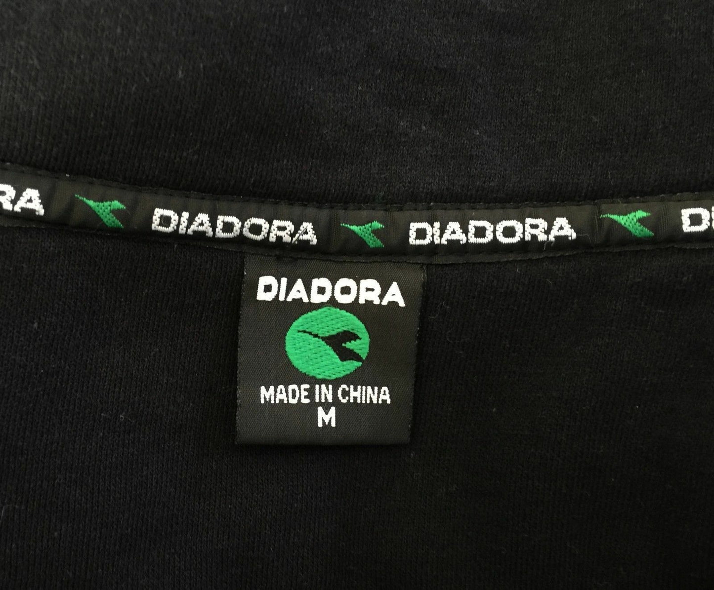 Mens DIADORA Zip Jacket Black Long Sleeve High Neck Size M Sports Gym