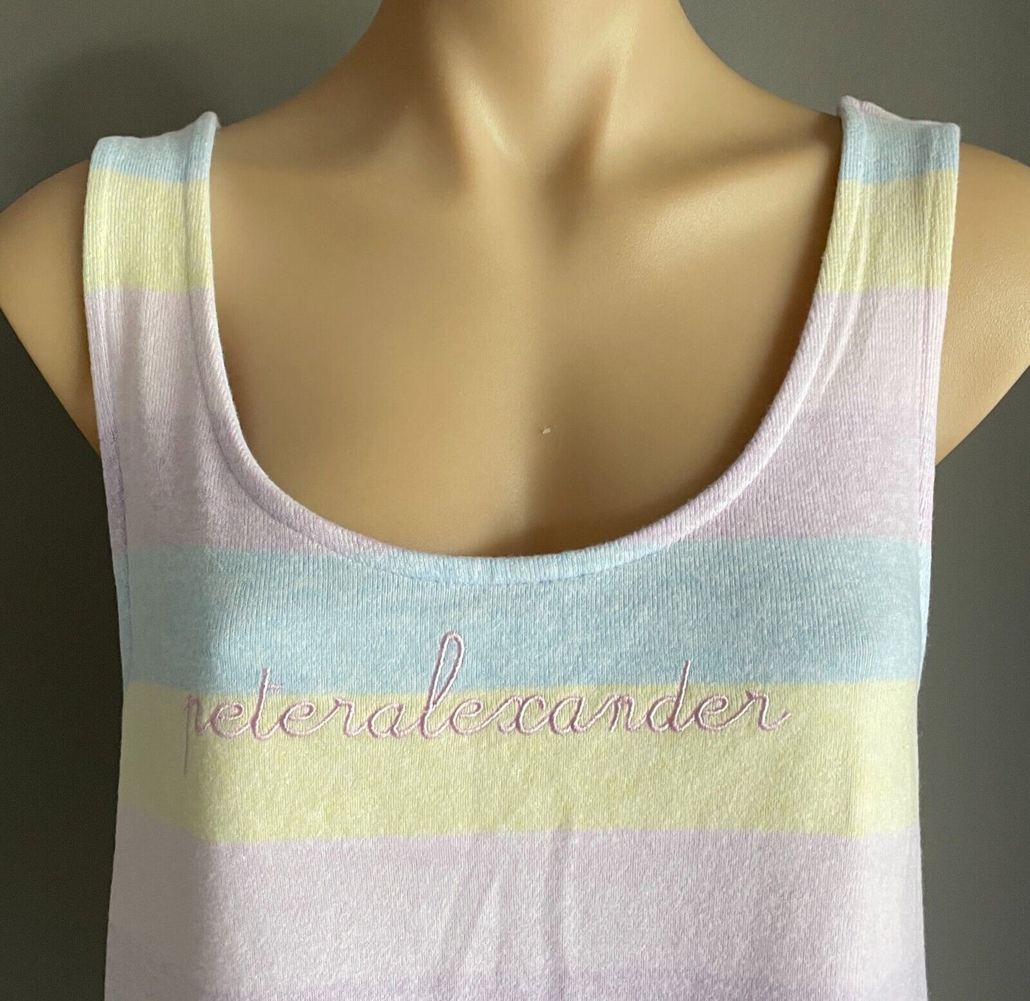 PETER ALEXANDER Pastel Stripe Print Sleeveless Sleep Top Stretch Ladies Sz XL 12
