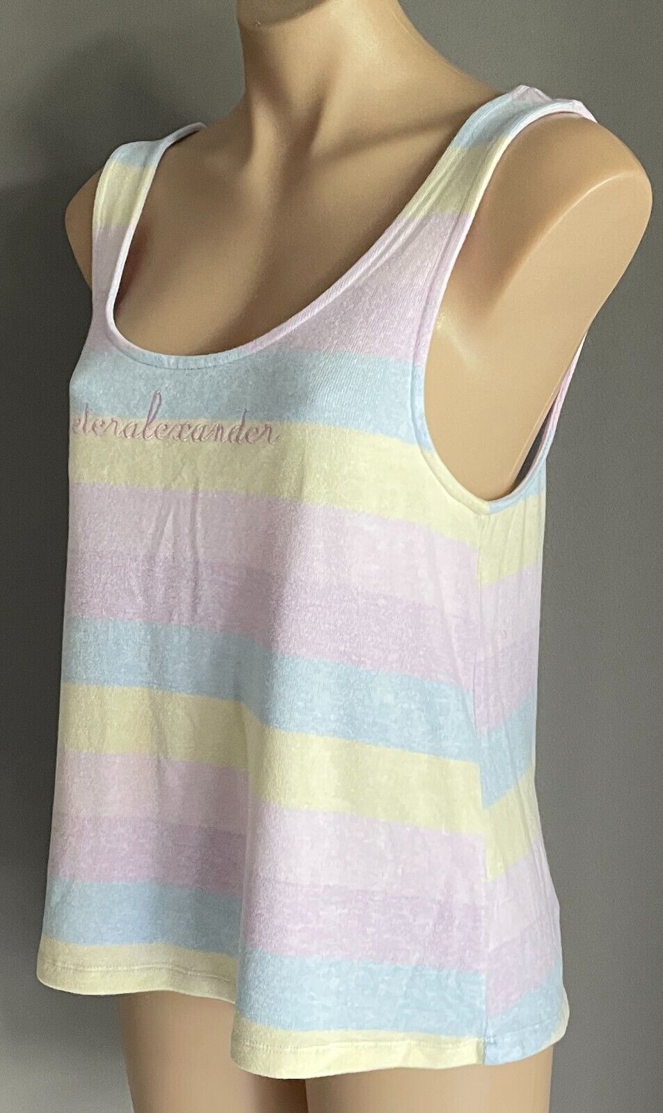 PETER ALEXANDER Pastel Stripe Print Sleeveless Sleep Top Stretch Ladies Sz XL 12