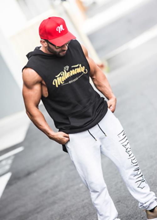 MILLIONAIRE GYMWEAR Sleeveless Hoodie Black & Gold OG Classic Mens Size S Sports