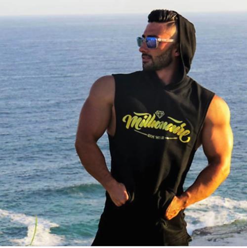 MILLIONAIRE GYMWEAR Sleeveless Hoodie Black & Gold OG Classic Mens Size S Sports