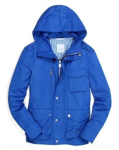 ZARA MAN Hooded Jacket Hoodie Cobalt Blue Parka Mens Size S